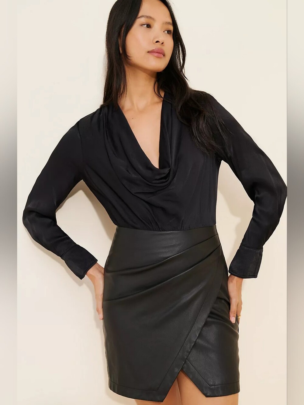 Maeve Plunge Vegan Leather Dress Size 15